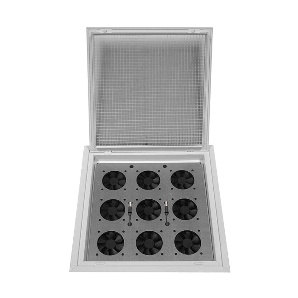 Drop ceiling grid fan tray for cooling a data center