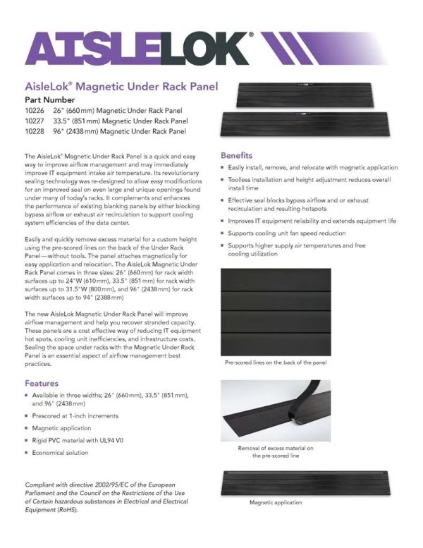AisleLok 10226 - 26" Magnetic Under Rack Blanking Panel & Gap Sealer - Image 5