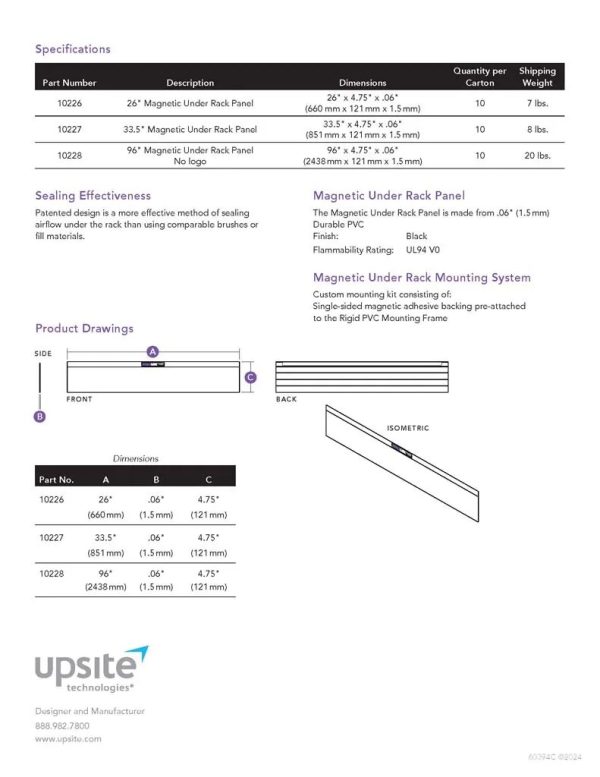 AisleLok 10226 - 26" Magnetic Under Rack Blanking Panel & Gap Sealer - Image 4