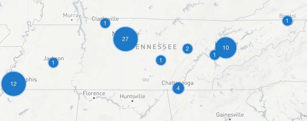 Tennessee Data Center Map