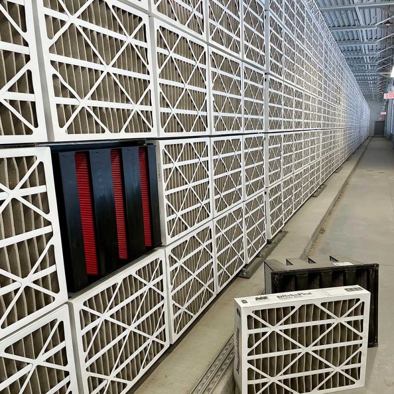 Data Center Air Filter Room with Rows of reusable air filters